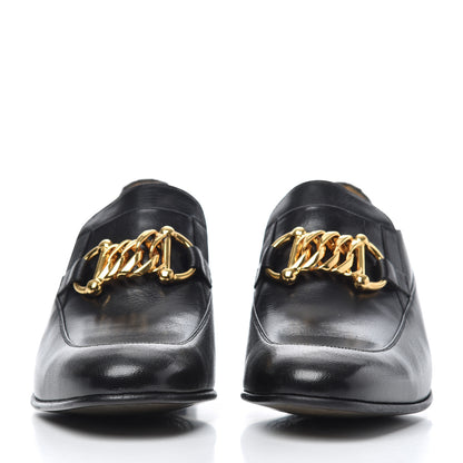 Gucci Goatskin Mens Chain Mid Heel Loafers 8 Black 2 of 11