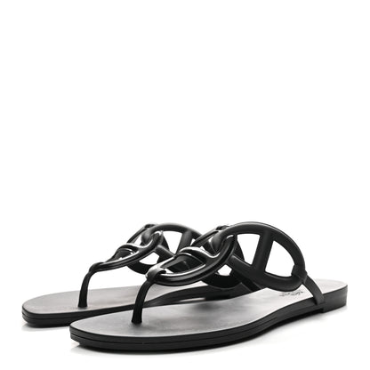 Hermes Rubber Womens Egerie Sandals 39 Black 4 of 9