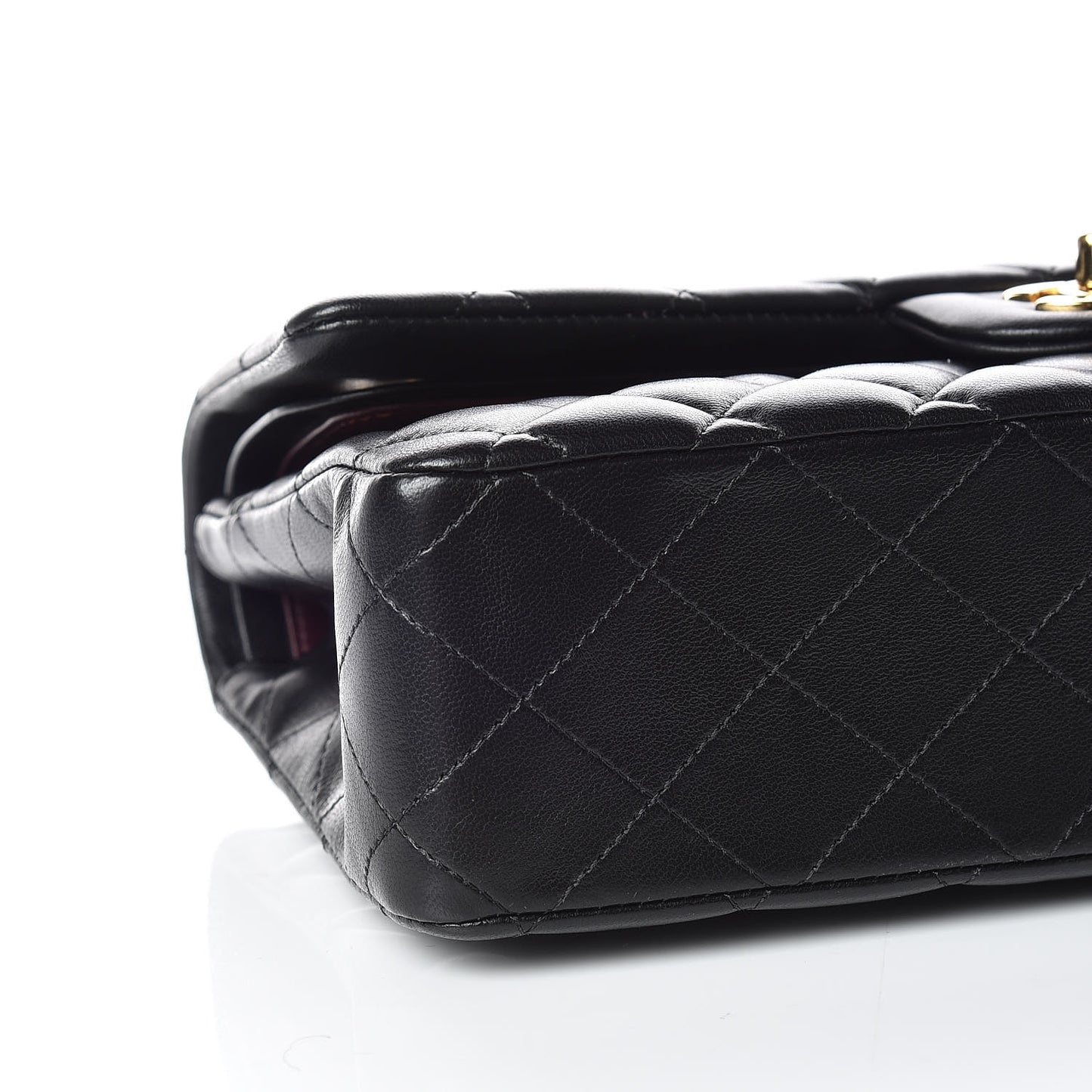 Lambskin Quilted Medium Double Flap Black