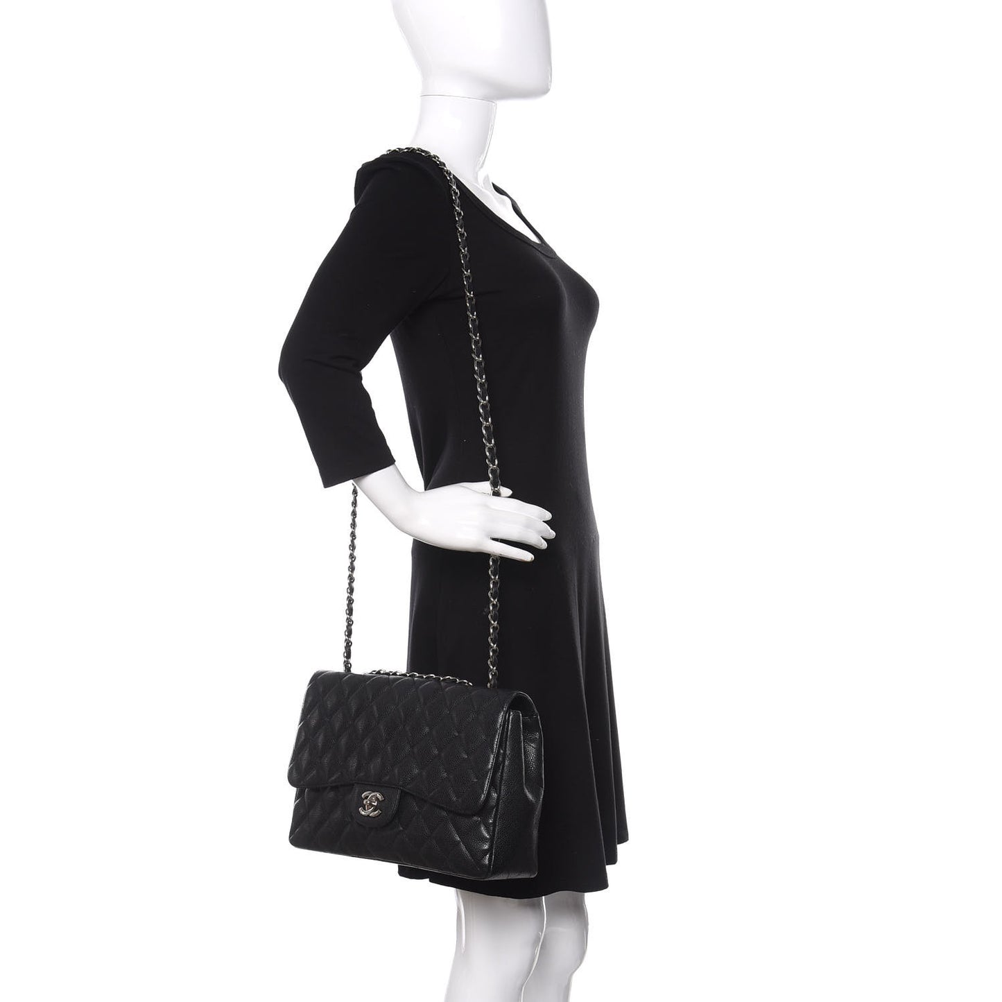 Caviar Quilted Jumbo Single Flap Black