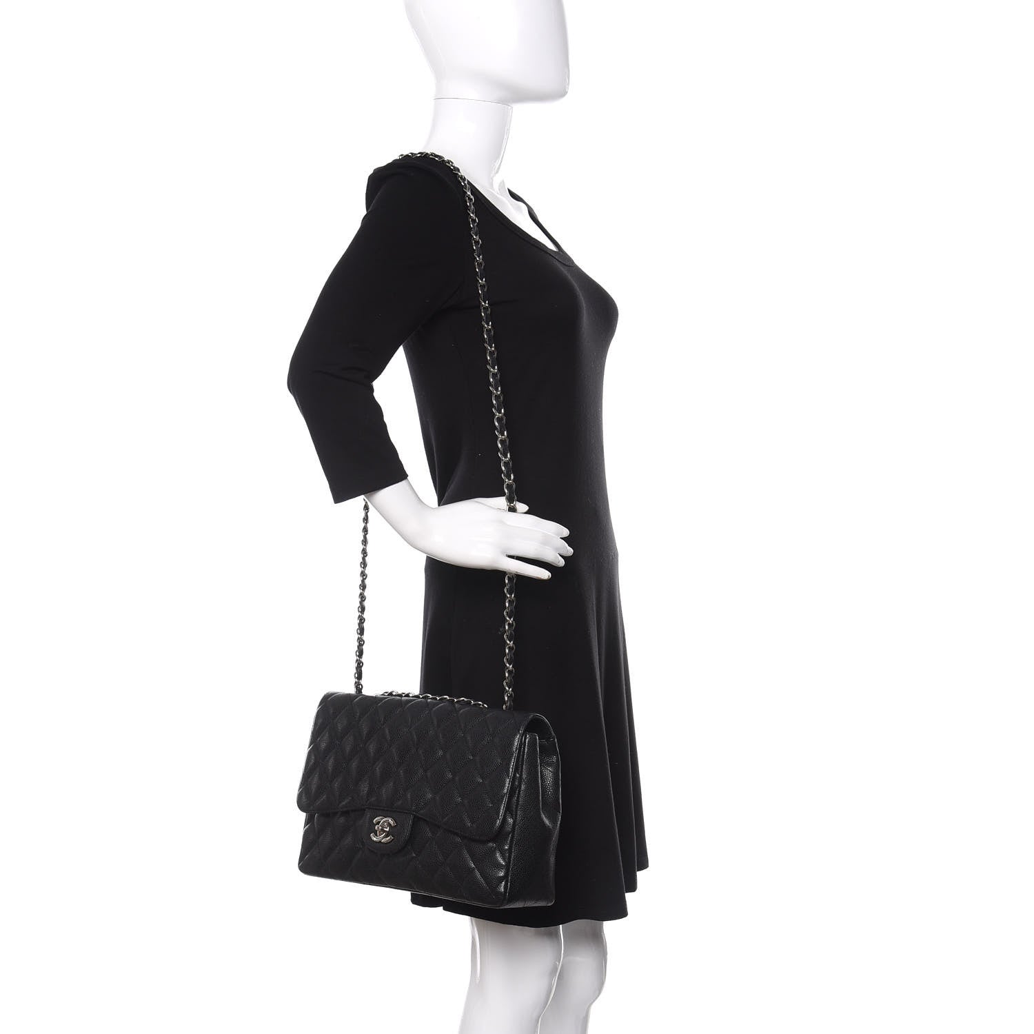 Chanel Caviar Quilted Jumbo Single Flap Black 2 of 11