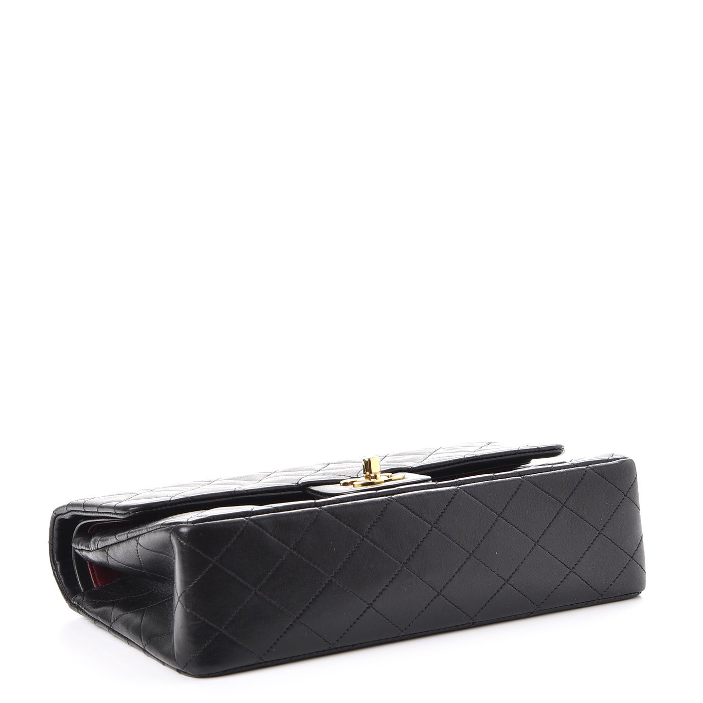 Lambskin Quilted Medium Double Flap Black