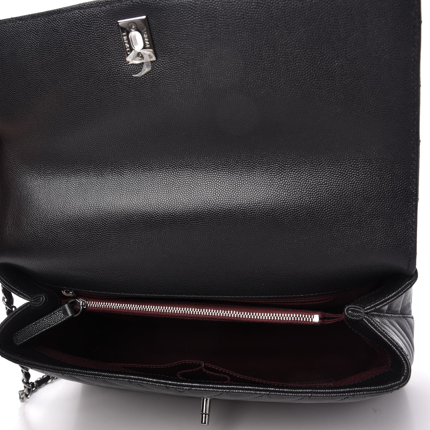 Chanel Caviar Chevron Quilted Medium Coco Handle Flap Black 5 of 10