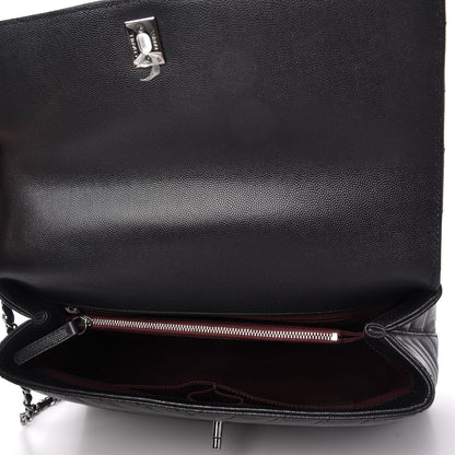 Chanel Caviar Chevron Quilted Medium Coco Handle Flap Black 5 of 10