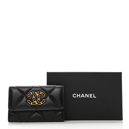 Chanel Lambskin Quilted Chanel 19 Flap Card Holder Black 9 of 9