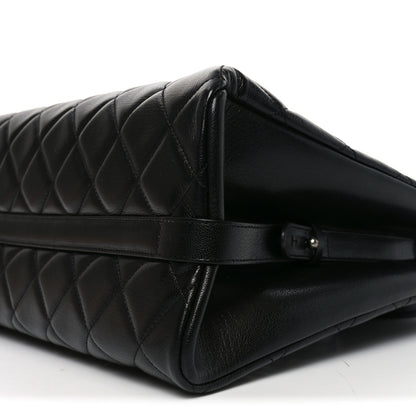 Chanel Metallic Goatskin Quilted Small City Rock Shopping Tote Black 10 of 10