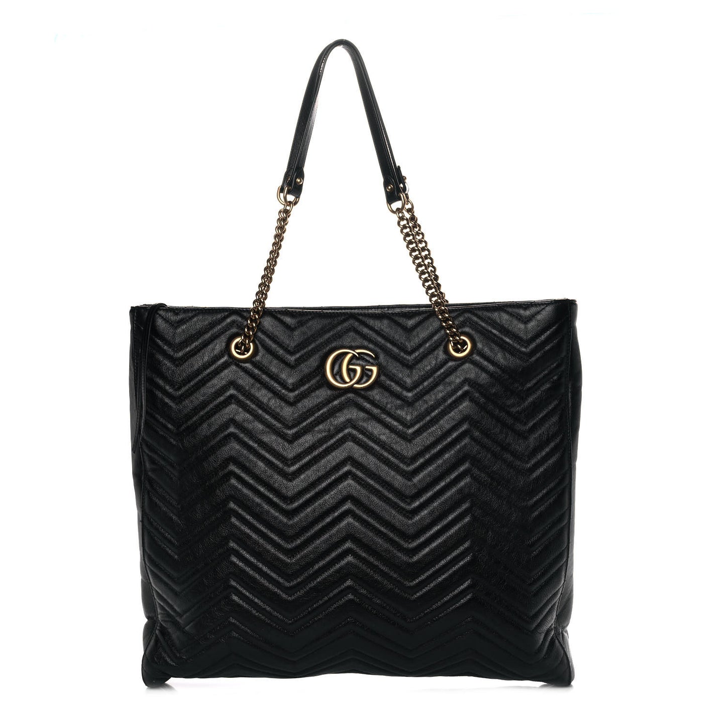 Azalea Calfskin Matelasse Large GG Marmont Slim Tote Black