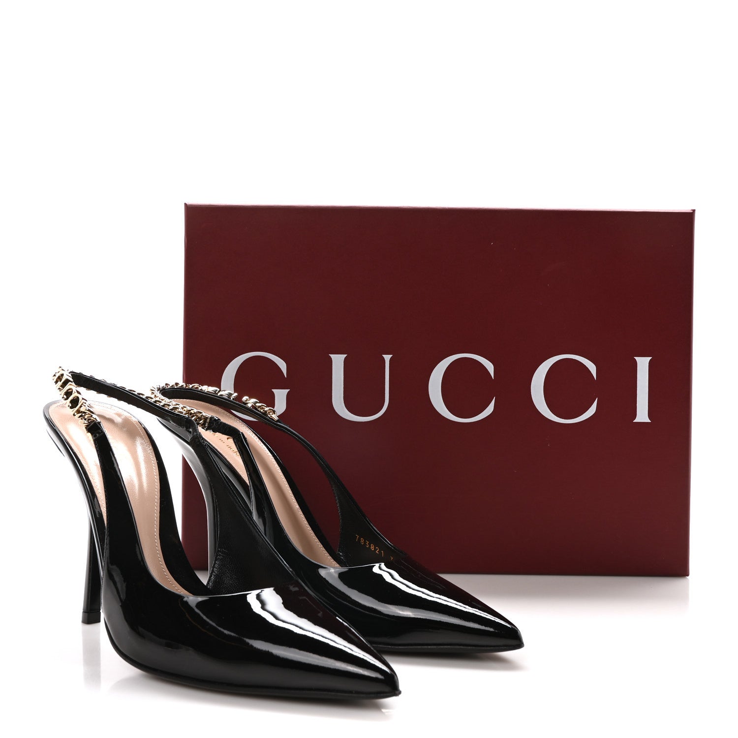 Gucci Vernice Crystal Nappa Charlotte Signoria Slingback Pumps 37.5 Black 8 of 8