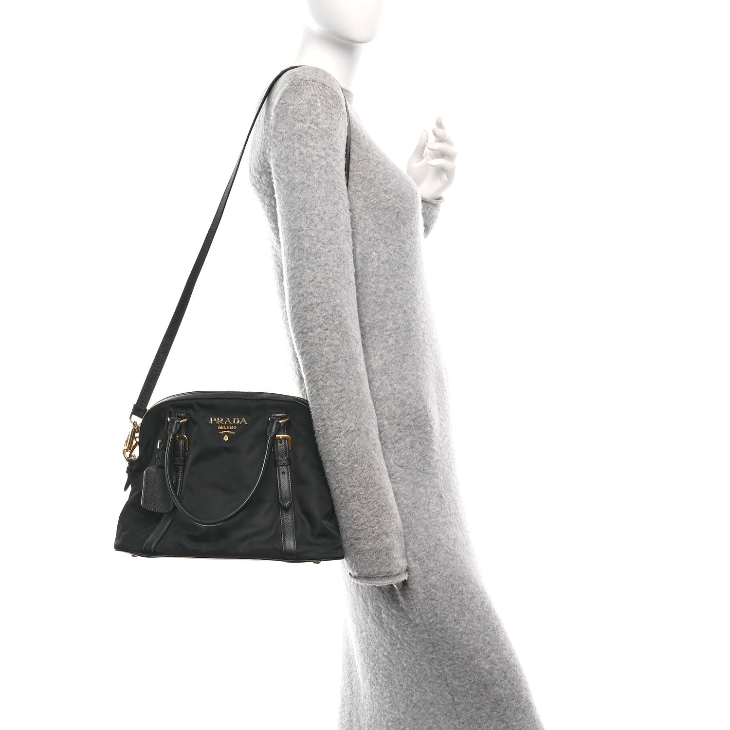 Prada Tessuto Nylon Saffiano Small Tote Black 2 of 9