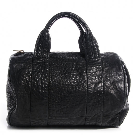 Pebbled Leather Rocco Black Antique Brass Hardware