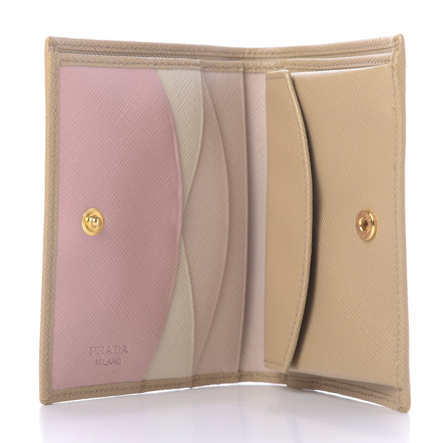 Saffiano Multicolor Compact Wallet Sabbia Cammeo Orchidea