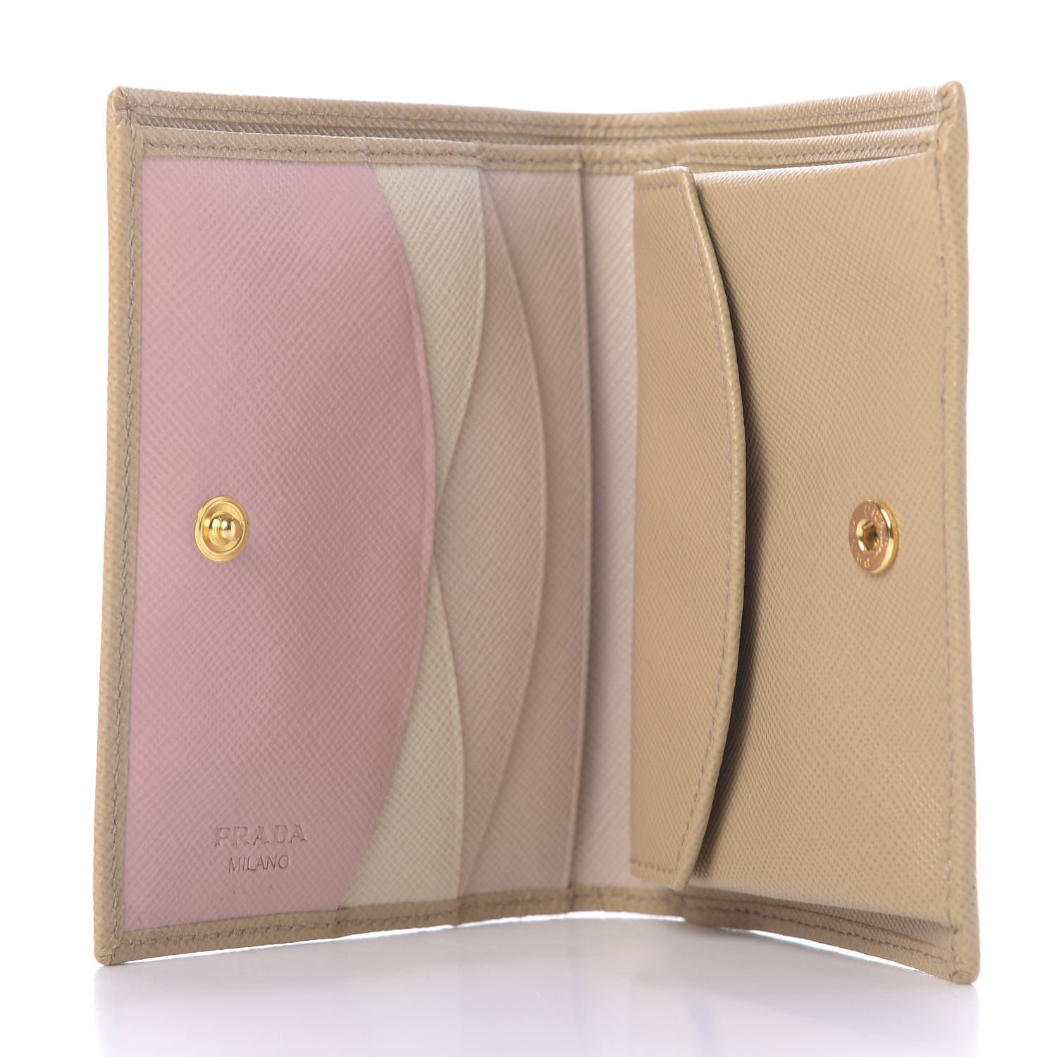 Prada Saffiano Multicolor Compact Wallet Sabbia Cammeo Orchidea 5 of 9