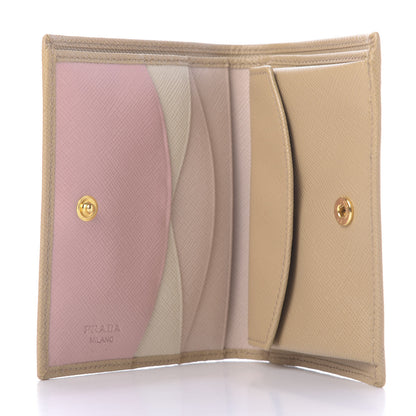 Prada Saffiano Multicolor Compact Wallet Sabbia Cammeo Orchidea 5 of 9
