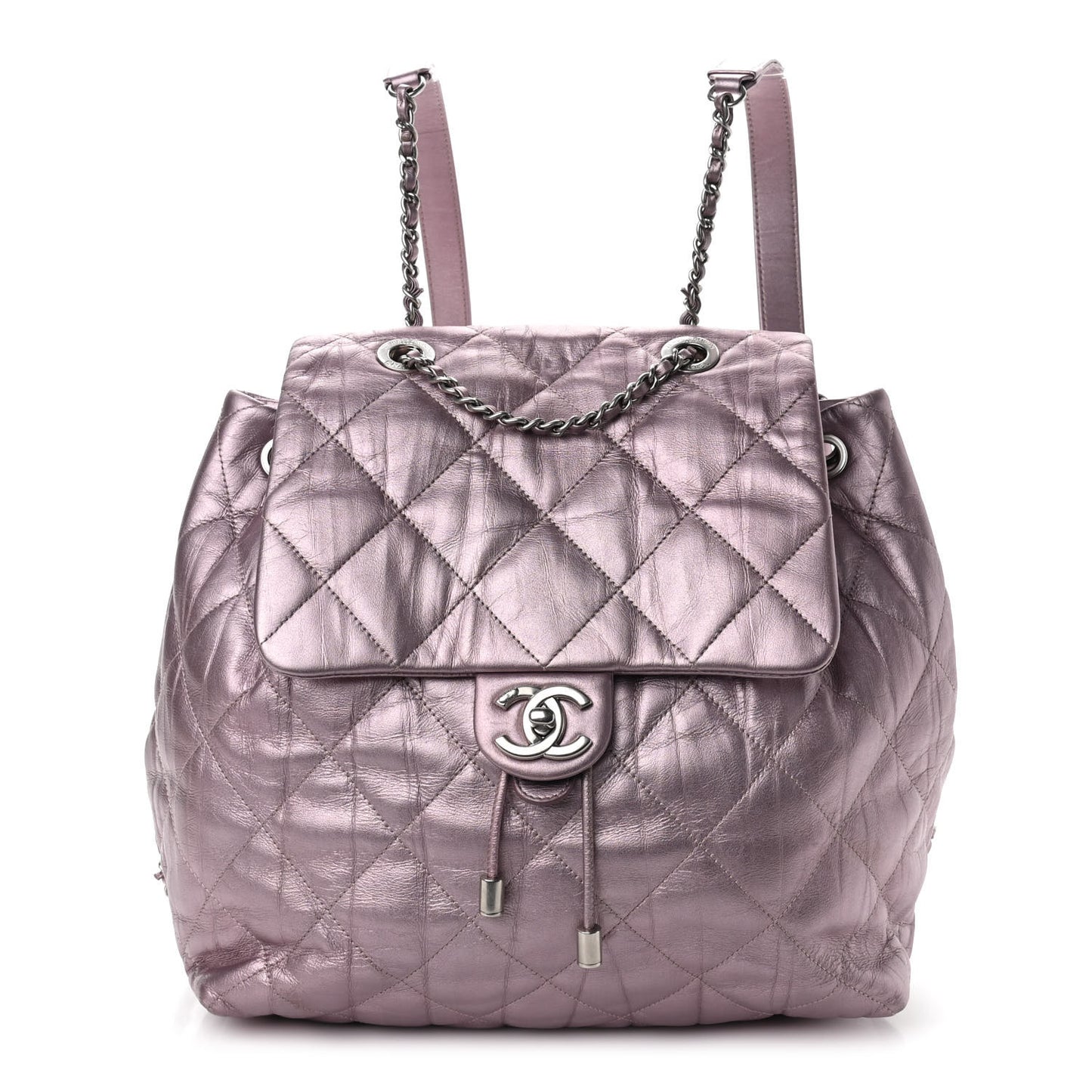 Iridescent Calfskin Quilted Ground Control Backpack Pink