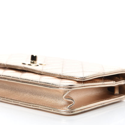 Chanel Metallic Lambskin Quilted Trendy CC Wallet On Chain WOC Gold 7 of 13
