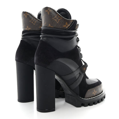 Louis Vuitton LOUIS VUITTON Suede Calfskin Monogram Star Trail Ankle Boots 38 Black 4 of 7