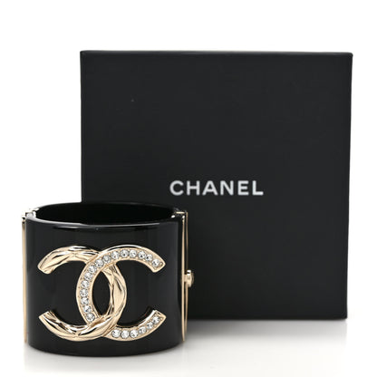 Chanel Resin Crystal CC Cuff Black Gold 6 of 6