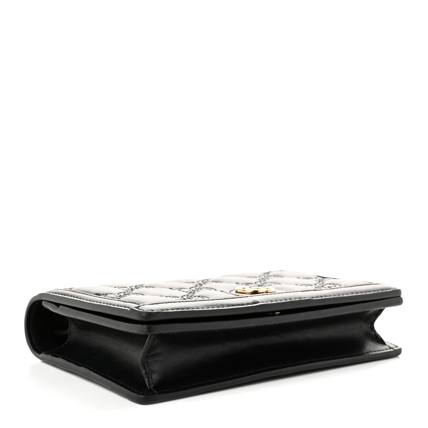 Calfskin GG Matelasse Chain Wallet Black