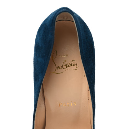 Christian Louboutin Veau Velours Pigalle Follies 100 Pumps 39 Blue Khol 9 of 10