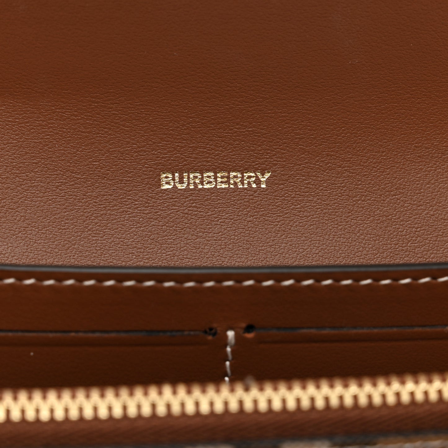 Vintage Check Grain Calfskin Halton Wallet Tan