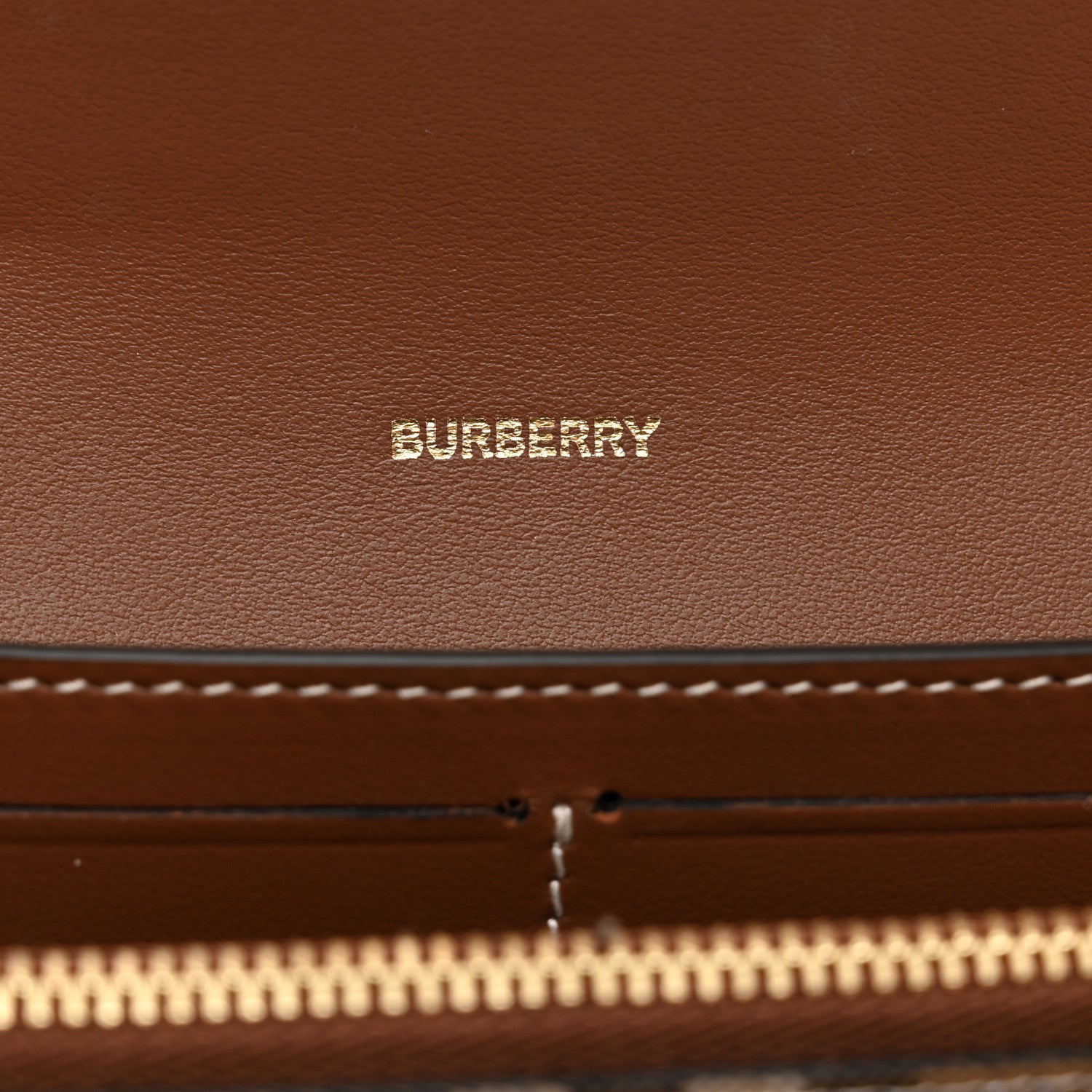 Burberry Vintage Check Grain Calfskin Halton Wallet Tan 6 of 8