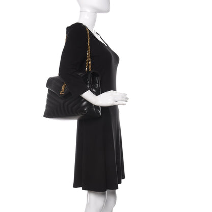 Saint Laurent Calfskin Y Quilted Monogram Medium Loulou Chain Satchel Black 2 of 9