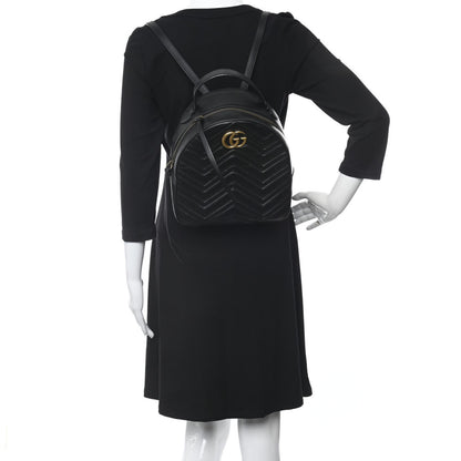 Gucci Calfskin Matelasse GG Marmont Dome Backpack Black 2 of 10