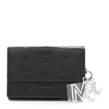 MCM Calfskin Ottomar Monogram Tri-Fold Wallet Black 1 of 9