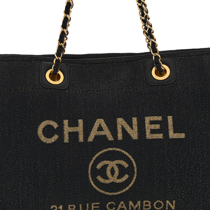 Chanel Lurex Canvas Small Deauville Tote Navy Blue Gold 8 of 10