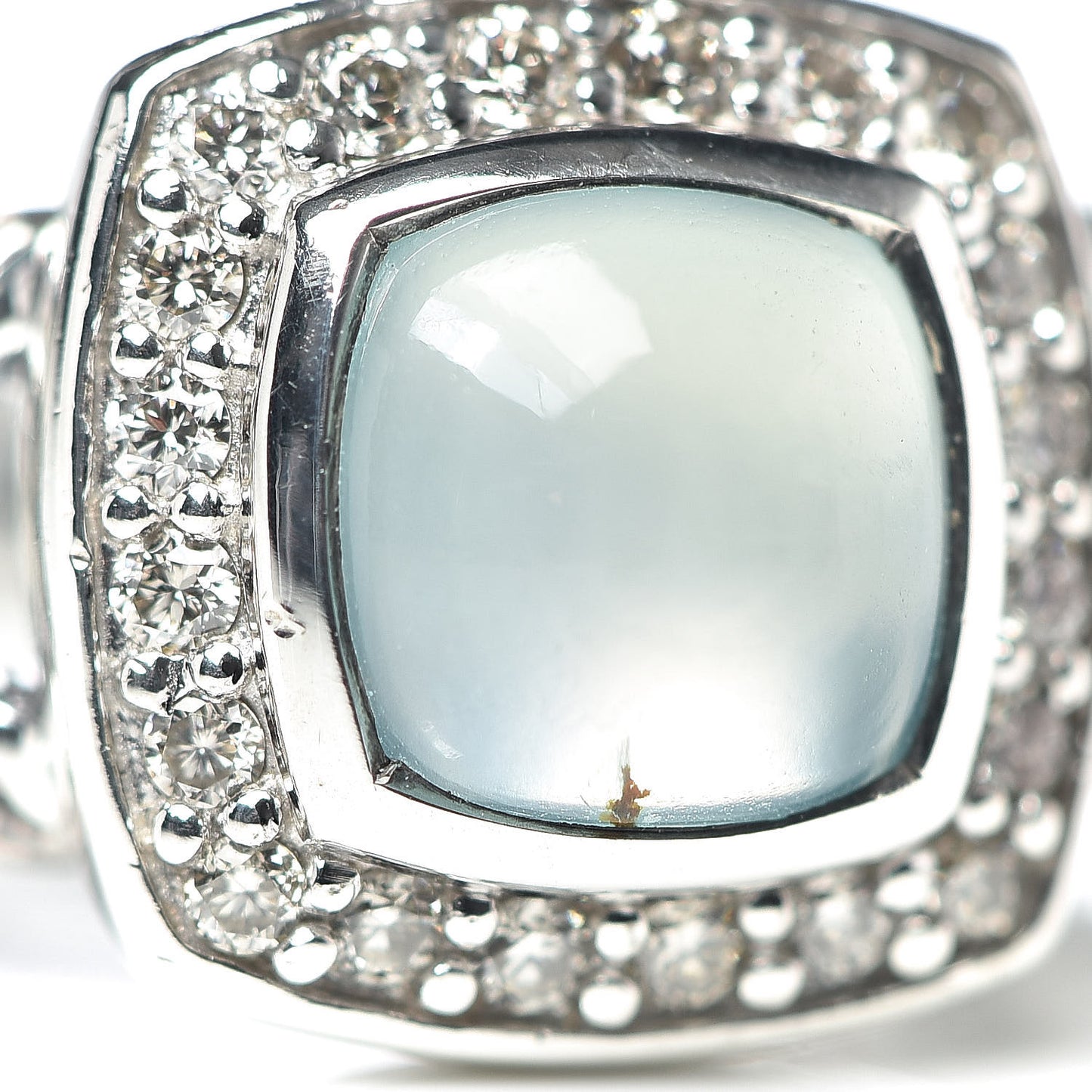 Sterling Silver Diamond Chalcedony 7mm Petite Albion Ring 51 5.75