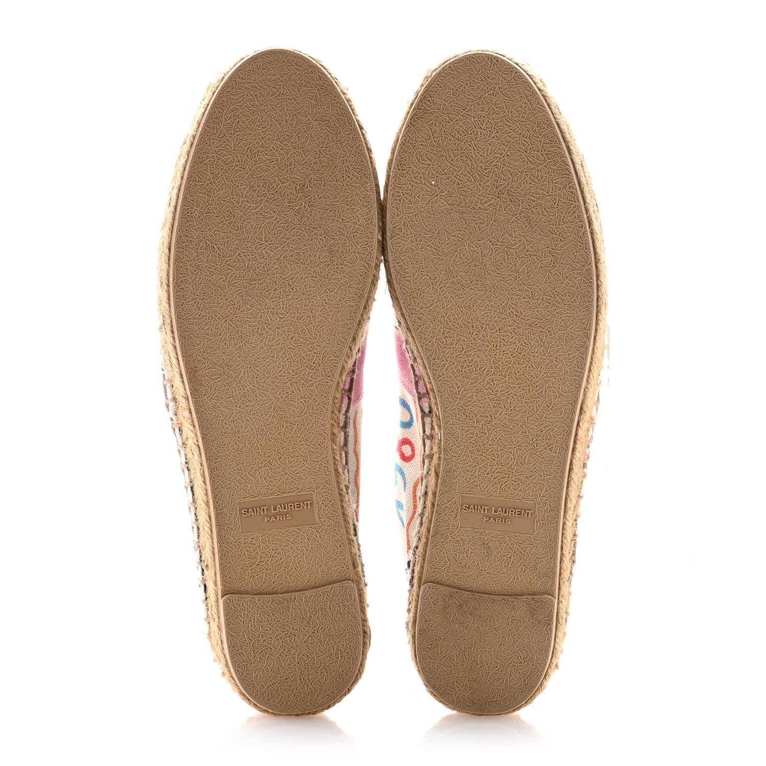 Saint Laurent Canvas Love Print Elba Logo Embroidered Espadrilles 38 Multicolor 5 of 11