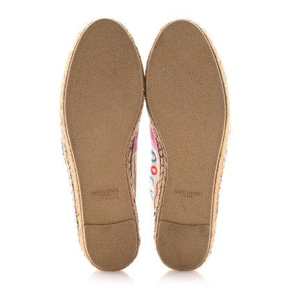 Saint Laurent Canvas Love Print Elba Logo Embroidered Espadrilles 38 Multicolor 5 of 11