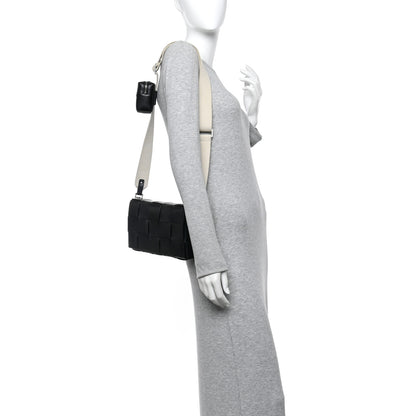 Bottega Veneta Calfskin Maxi Intreccio Cassette With Strap Bag Black 2 of 9