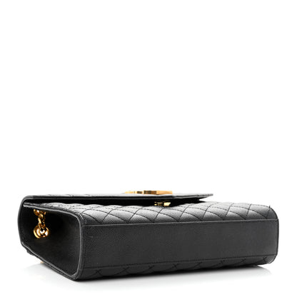 Saint Laurent Grain De Poudre Textured Mixed Matelasse Triquilt Medium Monogram Satchel Black 4 of 11