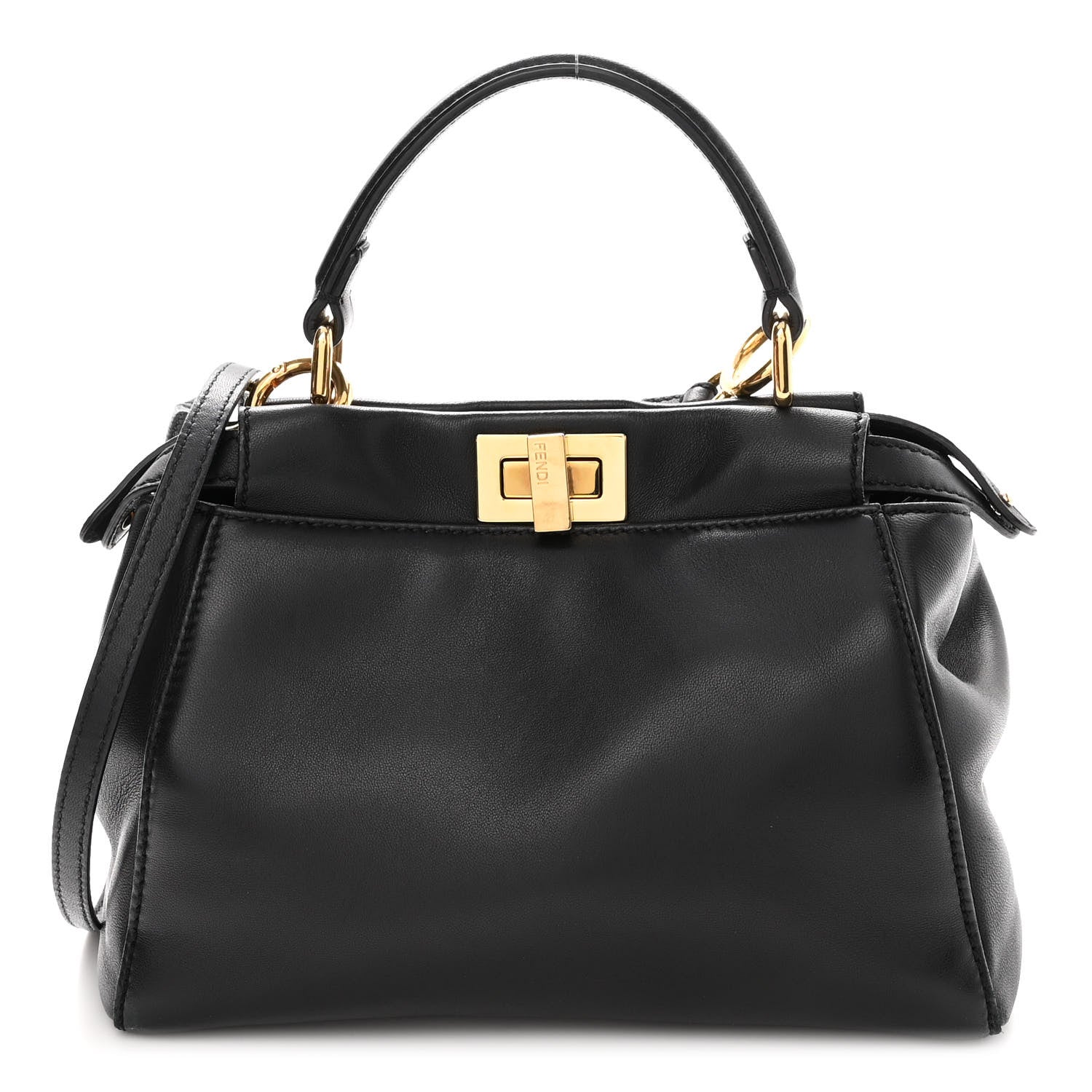 Fendi Nappa Mini Peekaboo Iconic Satchel Black 1 of 9