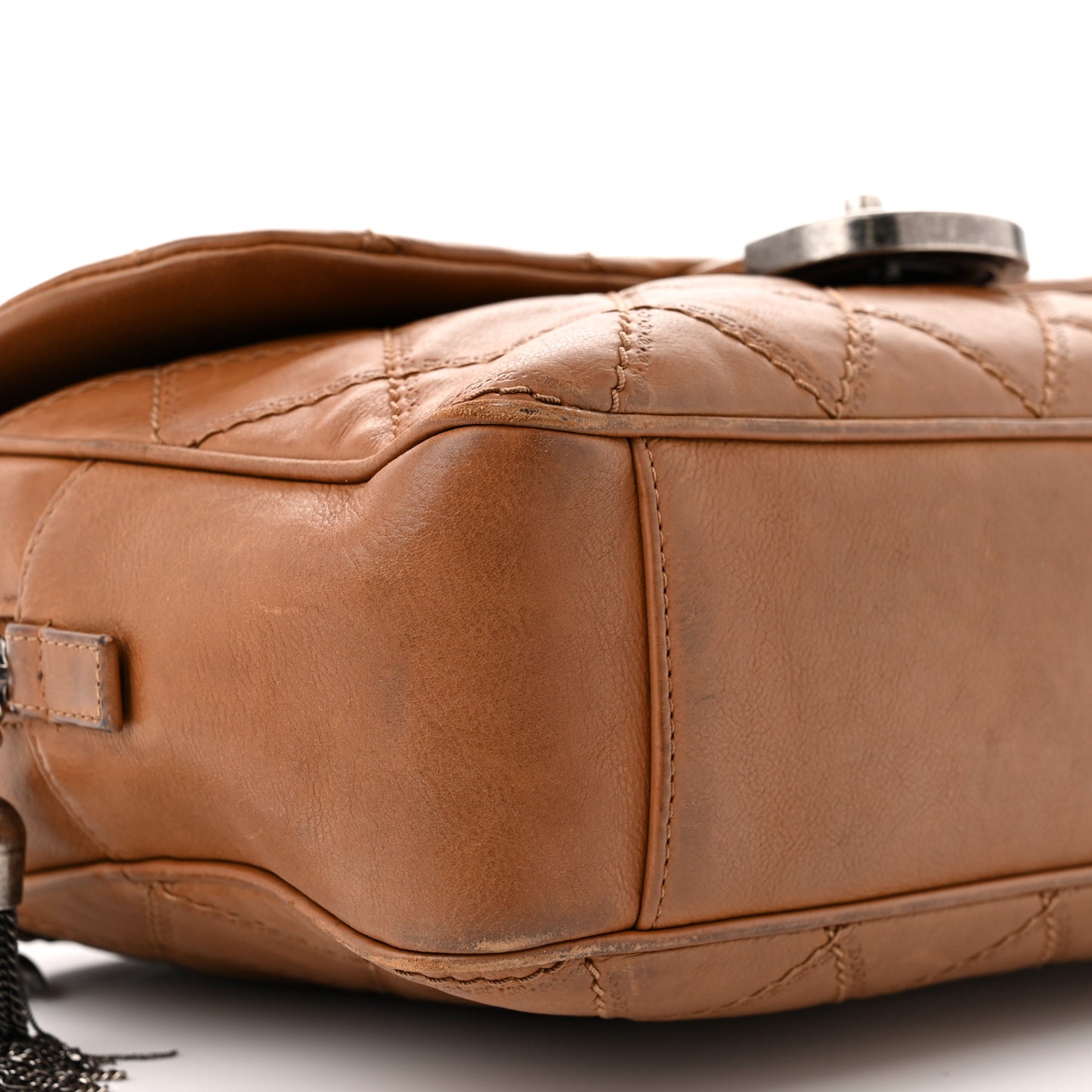 Calfskin Quilted Jumbo Coco Sporran Flap Light Brown