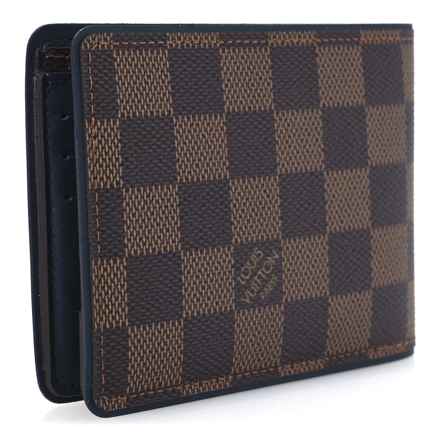 Damier Ebene Calfskin Multiple Wallet Blue