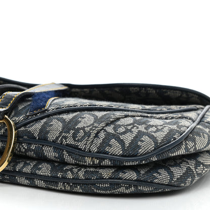 Christian Dior Monogram Double Saddle Bag Navy Blue 10 of 12