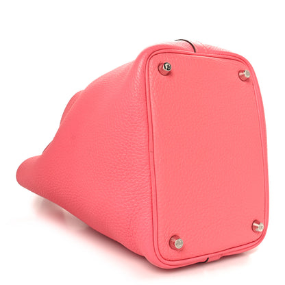 Hermes Taurillon Clemence Swift  Eclat Picotin Lock 18 PM  Rose Azalee Terre Battue 4 of 13