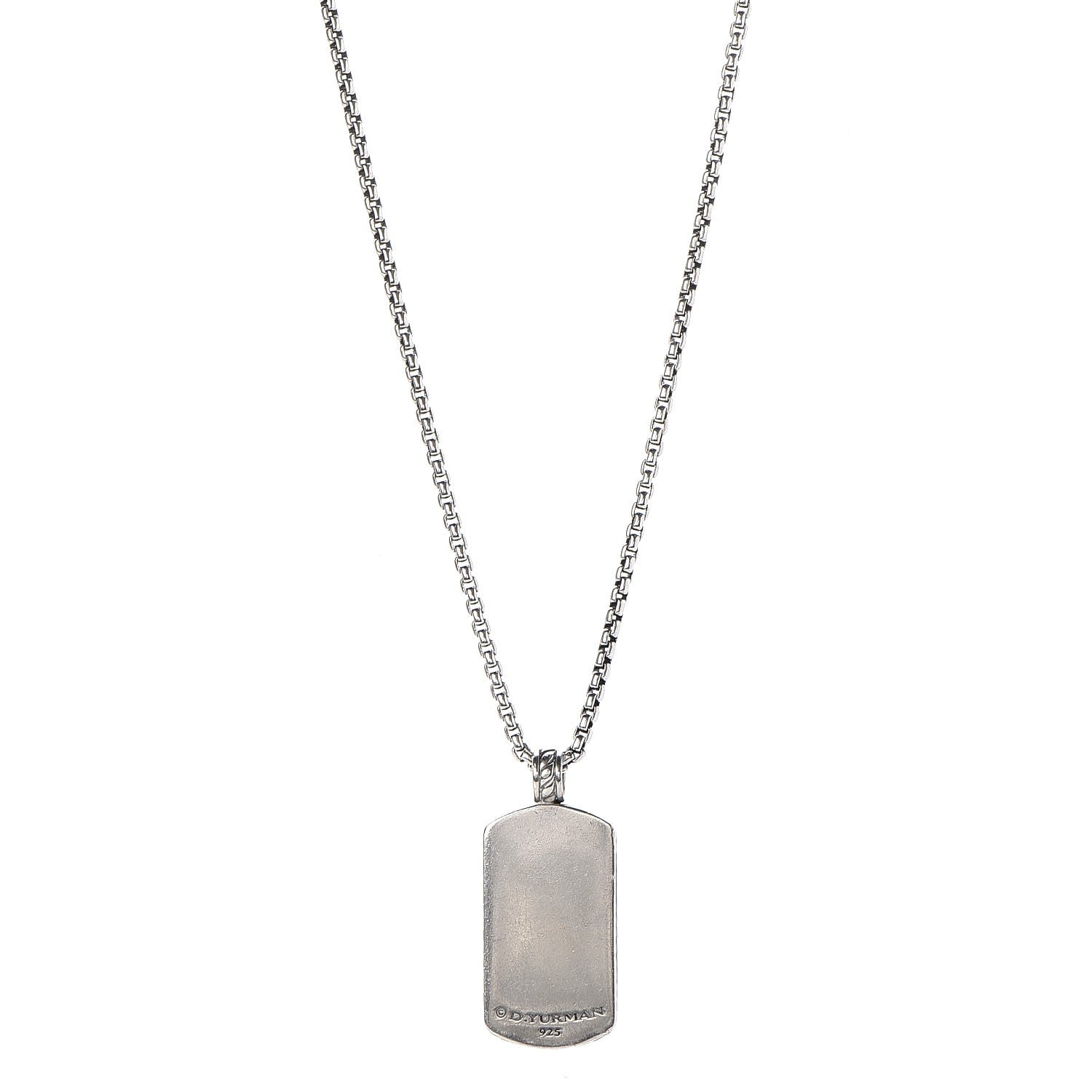 David Yurman Sterling Silver Small Dog Tag Necklace 1 of 6