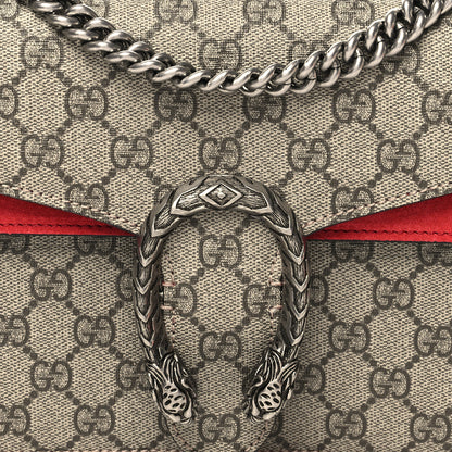 Gucci GG Supreme Monogram Suede Small Dionysus Shoulder Bag Beige Ebony Vulcanic Red 9 of 11