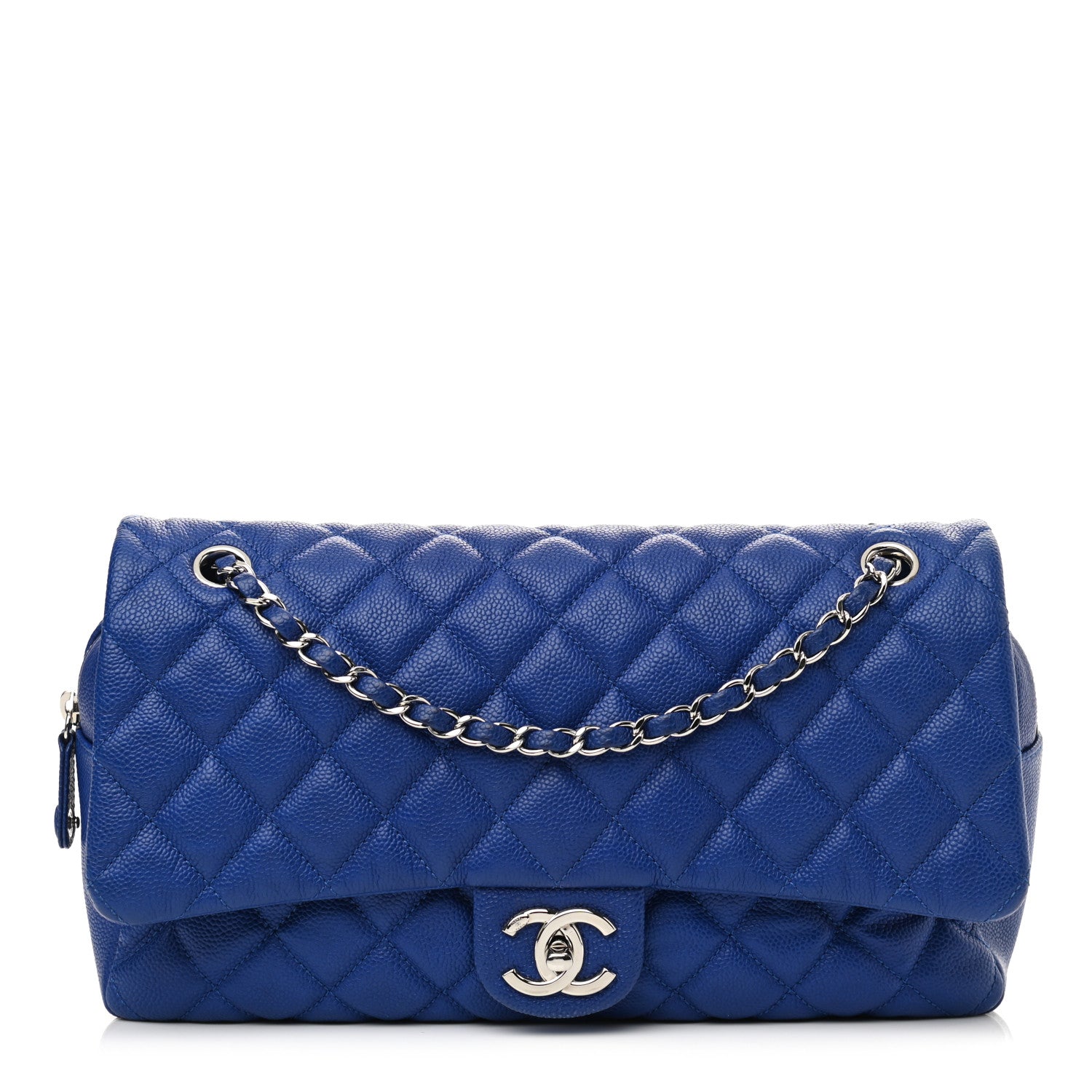 Chanel Caviar Quilted Jumbo Easy Flap Blue 1 of 12