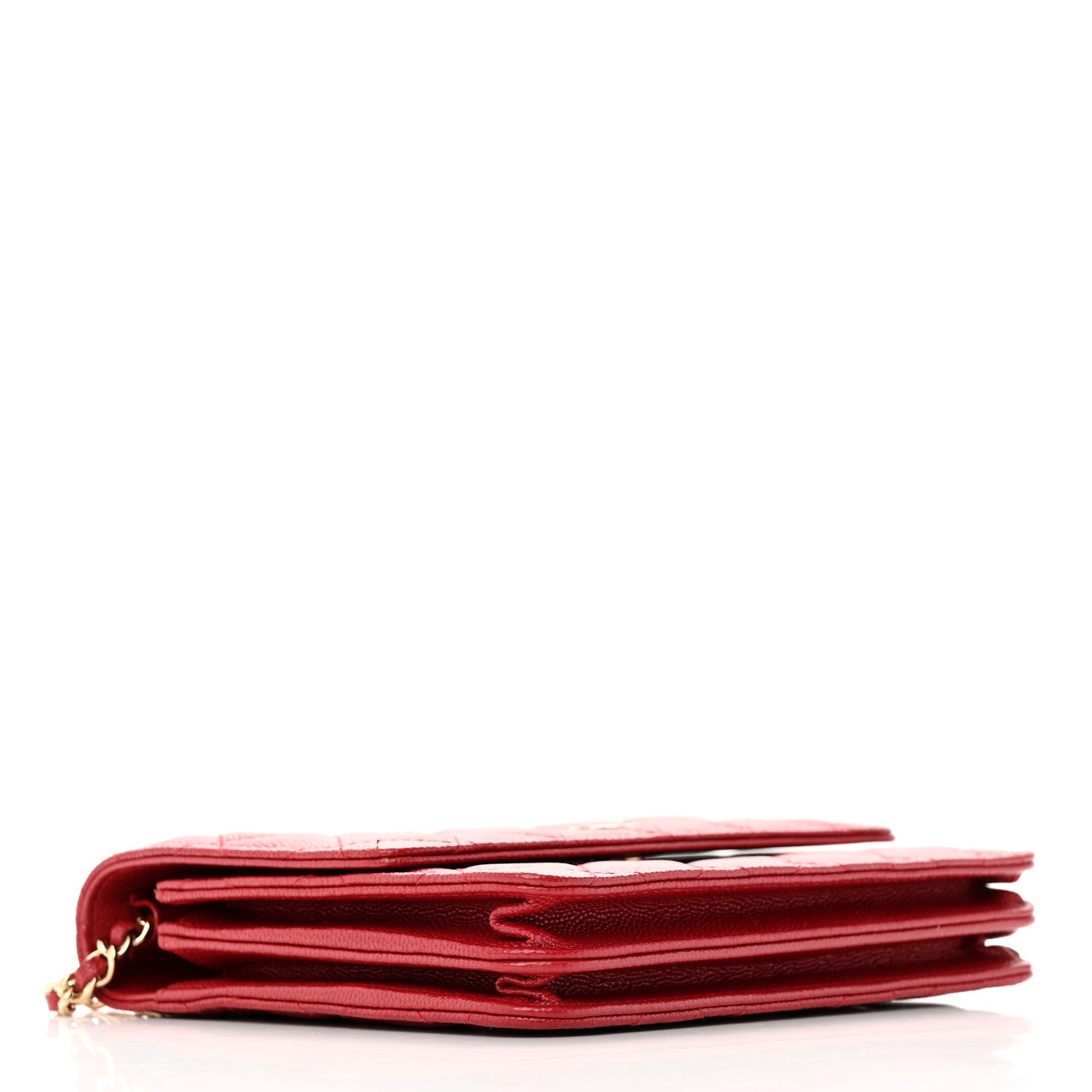 Chanel Caviar Quilted Square Wallet On Chain WOC Dark Red 4 of 17