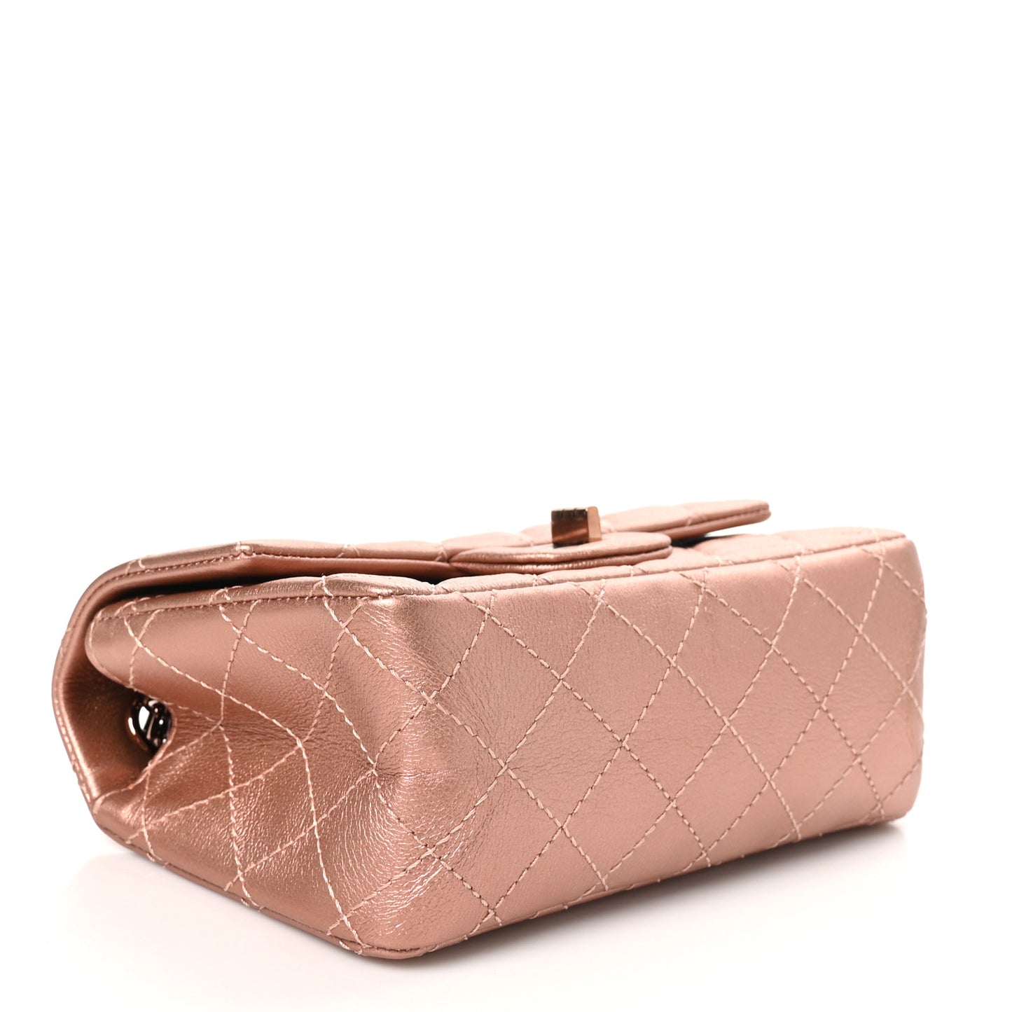 Metallic Grained Calfskin Quilted 2.55 Reissue Mini Flap Copper Pink