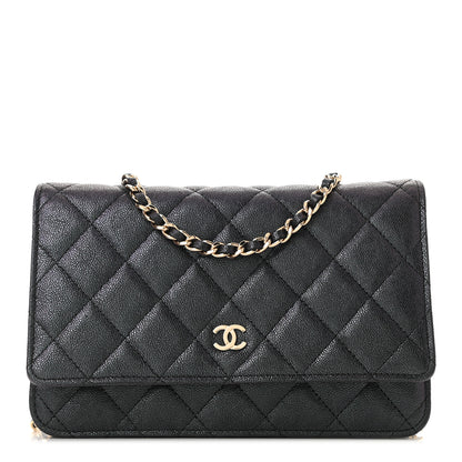 Chanel Iridescent Caviar Quilted Wallet On Chain WOC Black 1 of 12