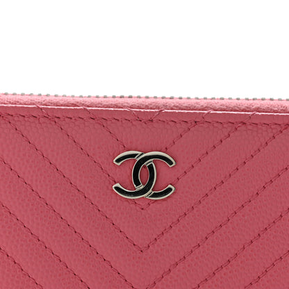 Chanel Caviar Chevron Large Gusset Zip Around Wallet Pink 11 of 11