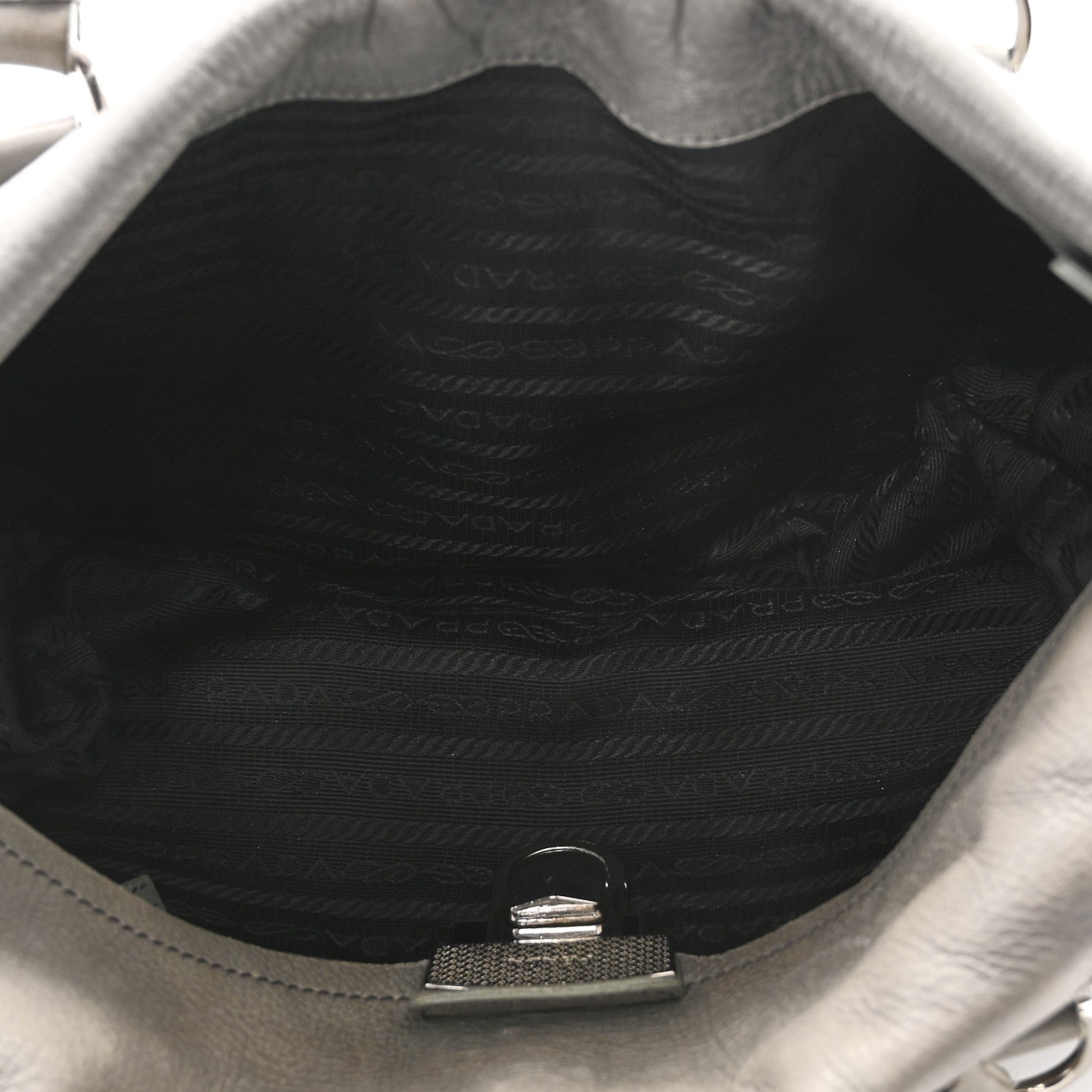 Prada Cervo Antik Easy Foldover Pushlock Satchel Grey 5 of 9