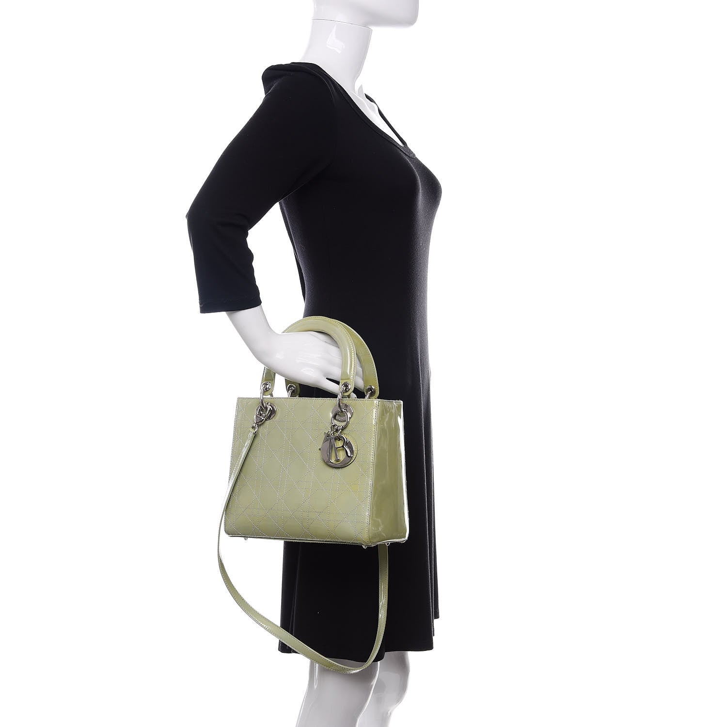Christian Dior Patent Cannage Stitched Medium Lady Dior Green 3 of 12