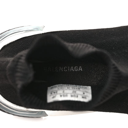 Balenciaga Neoprene Knit Womens Speed Clear Sole Sneakers 37 Black White 7 of 8