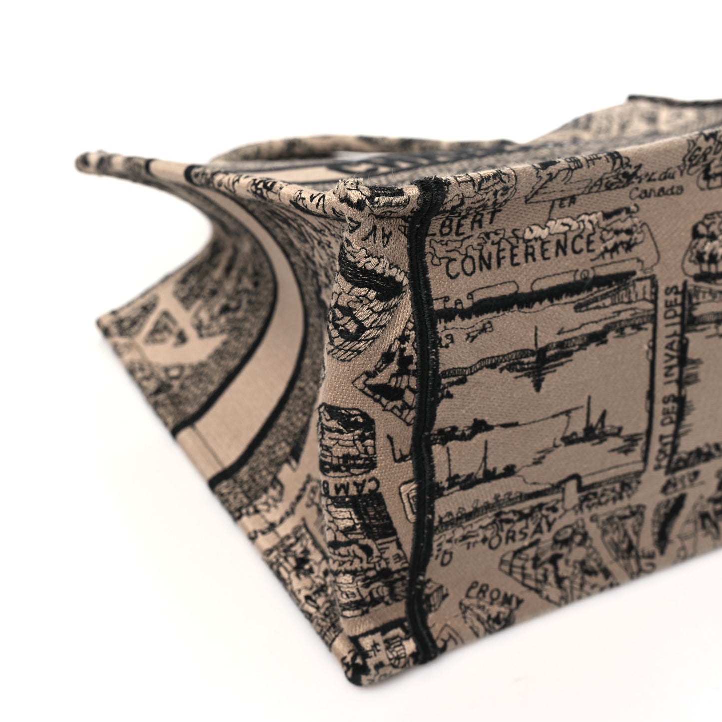 Canvas Embroidered Medium Plan De Paris Book Tote Beige Multi